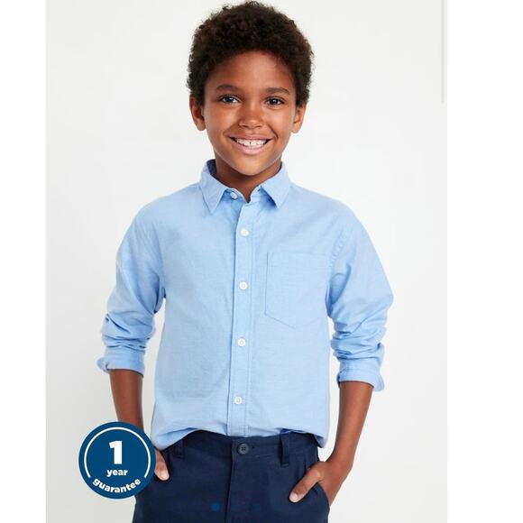NWT Lot of 6 Boys Built In Flex Blue Button Up Shirts 4 SizeM(8) 2 Size L(10-12) - Picture 1 of 6